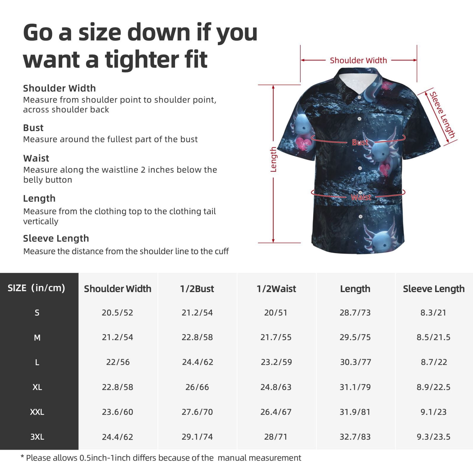 Logiee Heart Axolotl Print Mens Hawaiian Shirts,Loose-Fit Short Sleeve Button Down Tropical Aloha Beach Shirt,Summer Vacation Wedding Tops,Medium