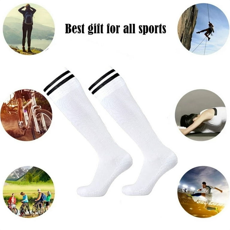 2Pairs Soccer Socks High Long Baseball Socks Football Socks Knee High  Sports Socks,Child-Black 