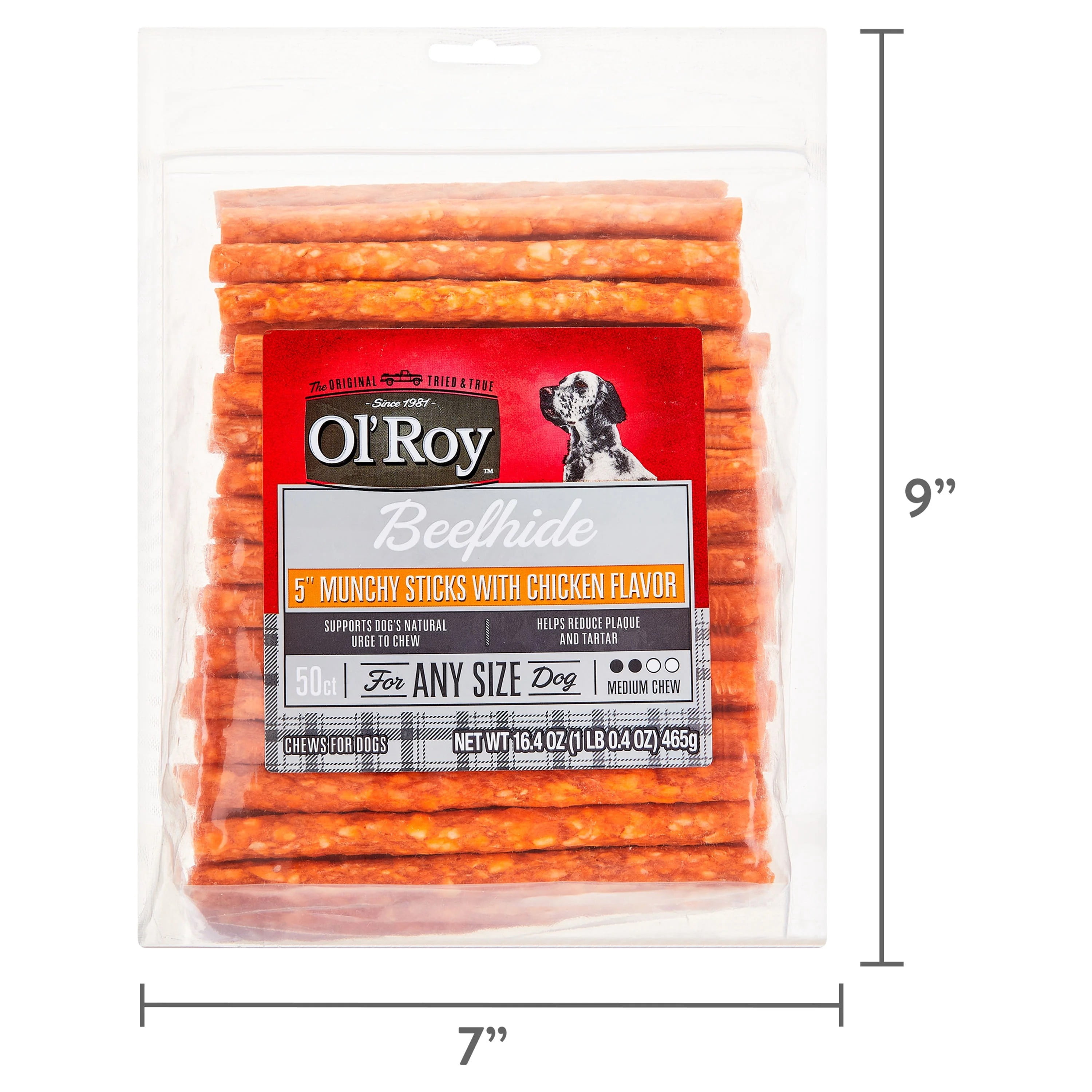 (5 pack) Ol' Roy 5-inch Munchy Sticks with Chicken Flavor, 16.4 oz, 50 Count