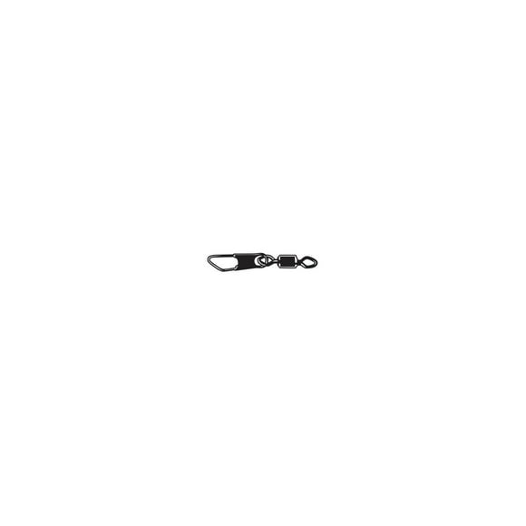 Mustad 77560-10-12 Rolling Swivel W/ Diamond Eye & Safety Snap - Black, sz 10 (851956), The diamond shaped eye of the swivel