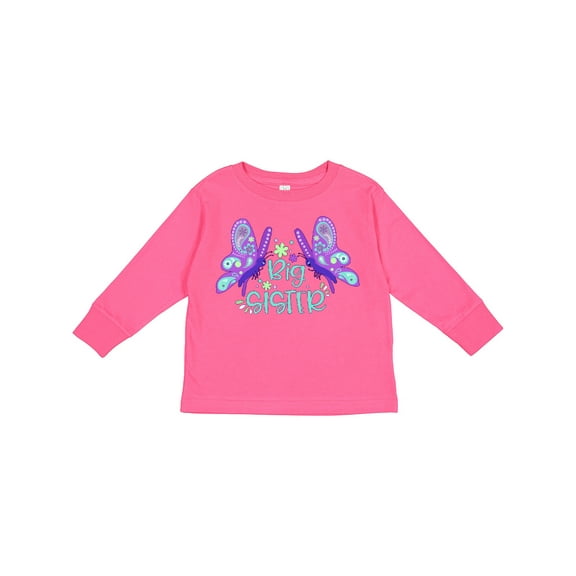 Inktastic Big Sister Cute Butterflies Girls Long Sleeve Toddler T-Shirt
