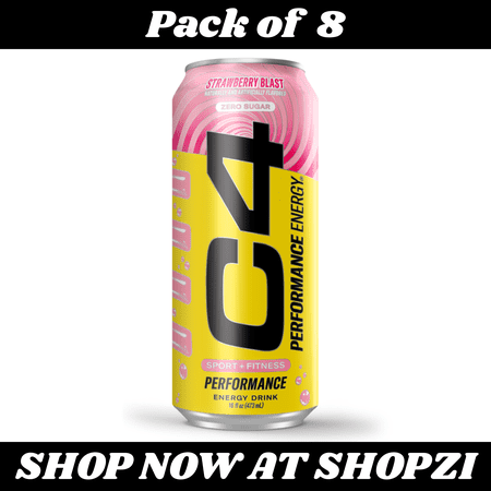 C4 Energy x Starburst Strawberry 16oz – 8 Pack Performance Energy Drink