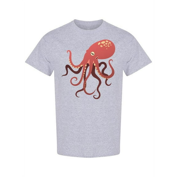 Red Octopus Cartoon Design T-Shirt Women -Image by Shutterstock, Female Medium
