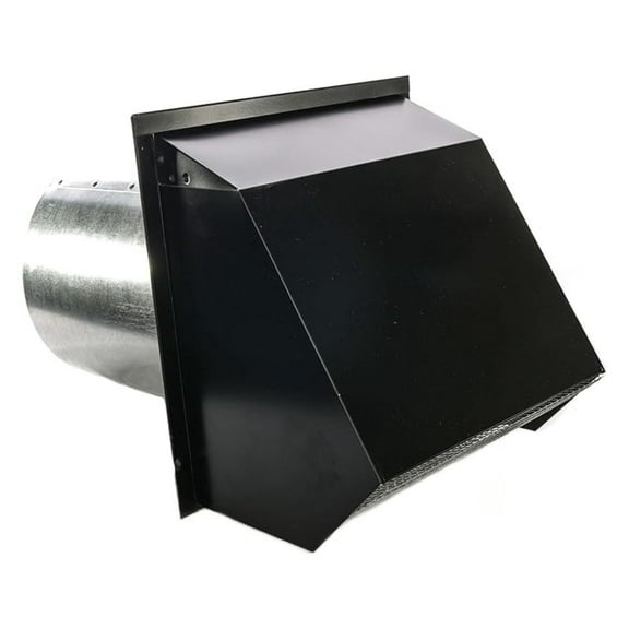 Hooded Wall Vent with Screen and Damper (8 Inch, Black)