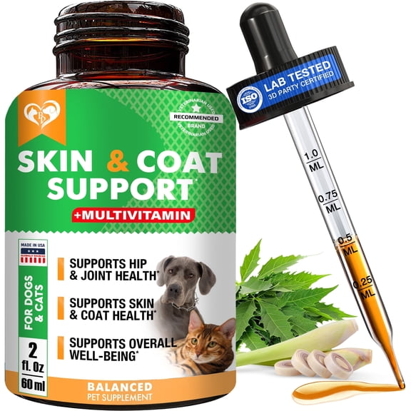 Beloved Pets Healthy Skin and Coat Multivitamin Supplement Solution for Dog and Cat, 60 ml Bottle