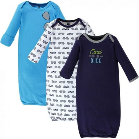 UPC: 0660168536409 | Hudson Baby Infant Boy Cotton Long-Sleeve Gowns 3pk  Cool Little Dude  0-6 Months