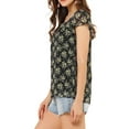 thumbnail image 5 of Allegra K Women's Short Sleeve Square Neck Ruffled Floral Chiffon Blouse, 5 of 7
