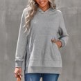 thumbnail image 3 of Sudaderas con capucha para mujer, suave, transpirable, Color puro, informal, estilo suelto, sudadera con capucha para mujer, fiesta, viaje, gris claro L, 3 of 7