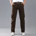 thumbnail image 5 of Pantalones cargo para hombre, ropa de trabajo, pantalones para exteriores, multibolsillos, para senderismo en invierno, multibolsillos, coreanos, forrados con vellón, moda, holgados, 5 of 5