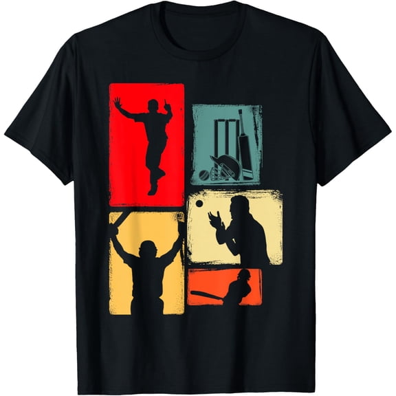 Cricket Tshirt for Cricketer | Batsman Bowler Retro Cricket T-Shirt men and women can wear, black, white, gifts