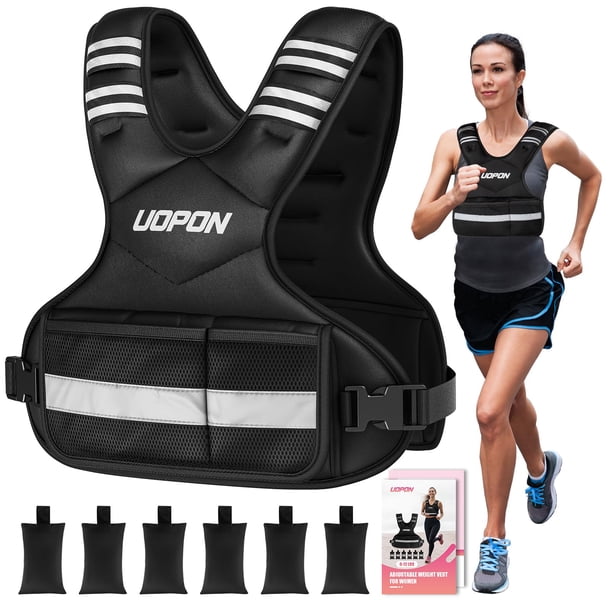 Chaleco pesado UPON ajustable de 3 a 6 kg para mujer con bolsillos