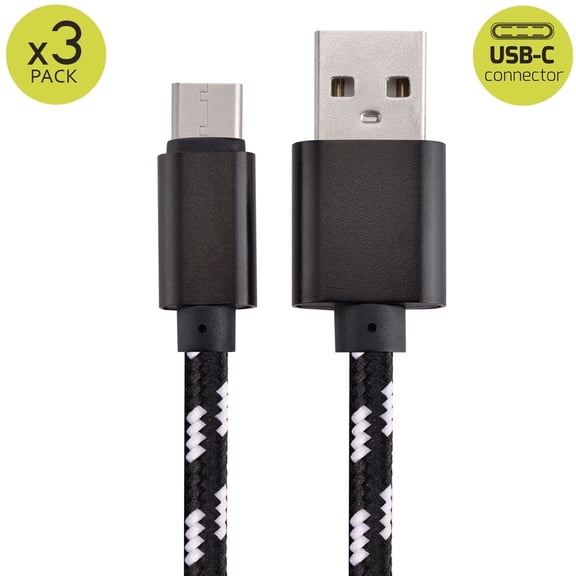 3x 10FT USB Type C Fast Charging Cable USB-C Type-C 3.1 Data Sync Charger Cable Cord For Samsung Galaxy S8 S8 Plus S9 S9 Plus S10 S10  S10e Nexus 5X 6P OnePlus LG G5 G6 G7 V20 HTC M10 Google Pixel XL