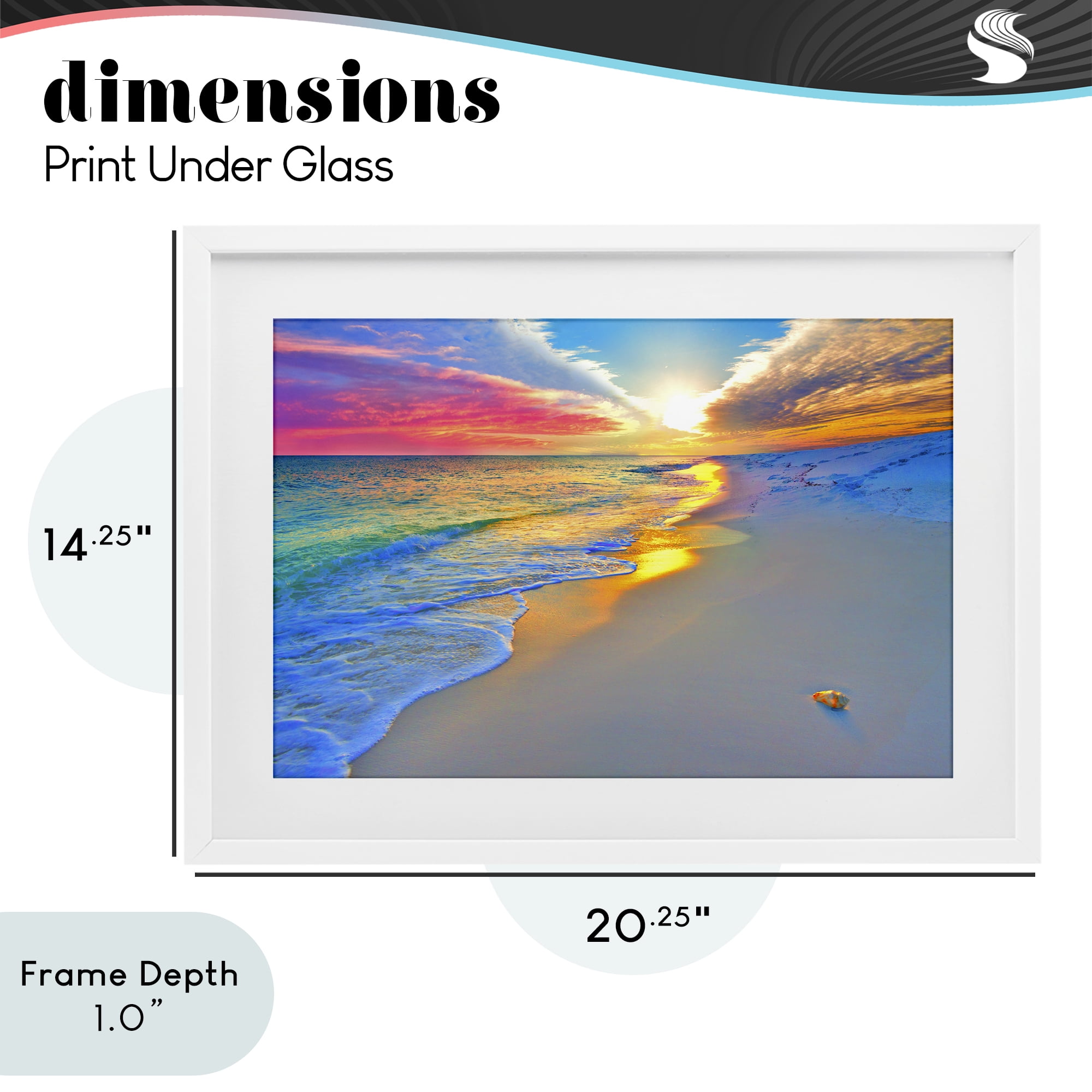 Stupell Industries Prismatic Rainbow Sunset Beach White Framed Print Under Glass, design by Eszra Tanner