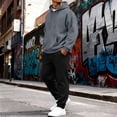 thumbnail image 3 of Mens Hoodie Set Comfortable Loose Fit Two-Piece Outfit with Pocket Drawstring for Daily Wear, Gym & Lounging, Multiple Color Options, 3 of 8