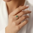 thumbnail image 3 of Emerald Ring Emerald Engagement Ring in 14k Gold Plated 925 Sterling Silver Oval Cut Natural 3 Stone Emerald Diamond Ring / May Birthstone / Promise RingEngagement ring, 3 of 5