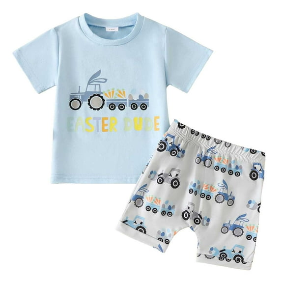 Gerichy Boys Summer Outfits Toddler Boys Girls Short Sleeve Cartoon T Shirt Pullover Tops Cow Printed Shorts Outfits