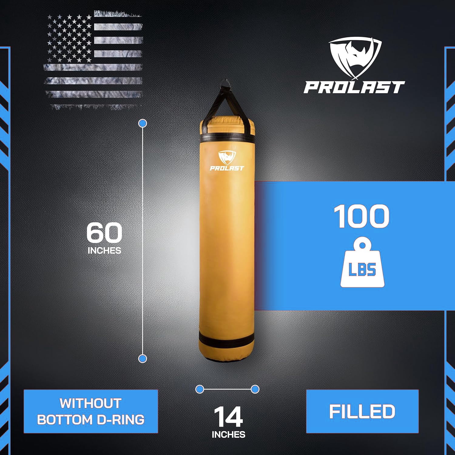 PROLAST Heavy Punching Bag 5 ft UNFILLED -Great for Boxing, MMA, Muay Thai - Unfilled ( Yellow )