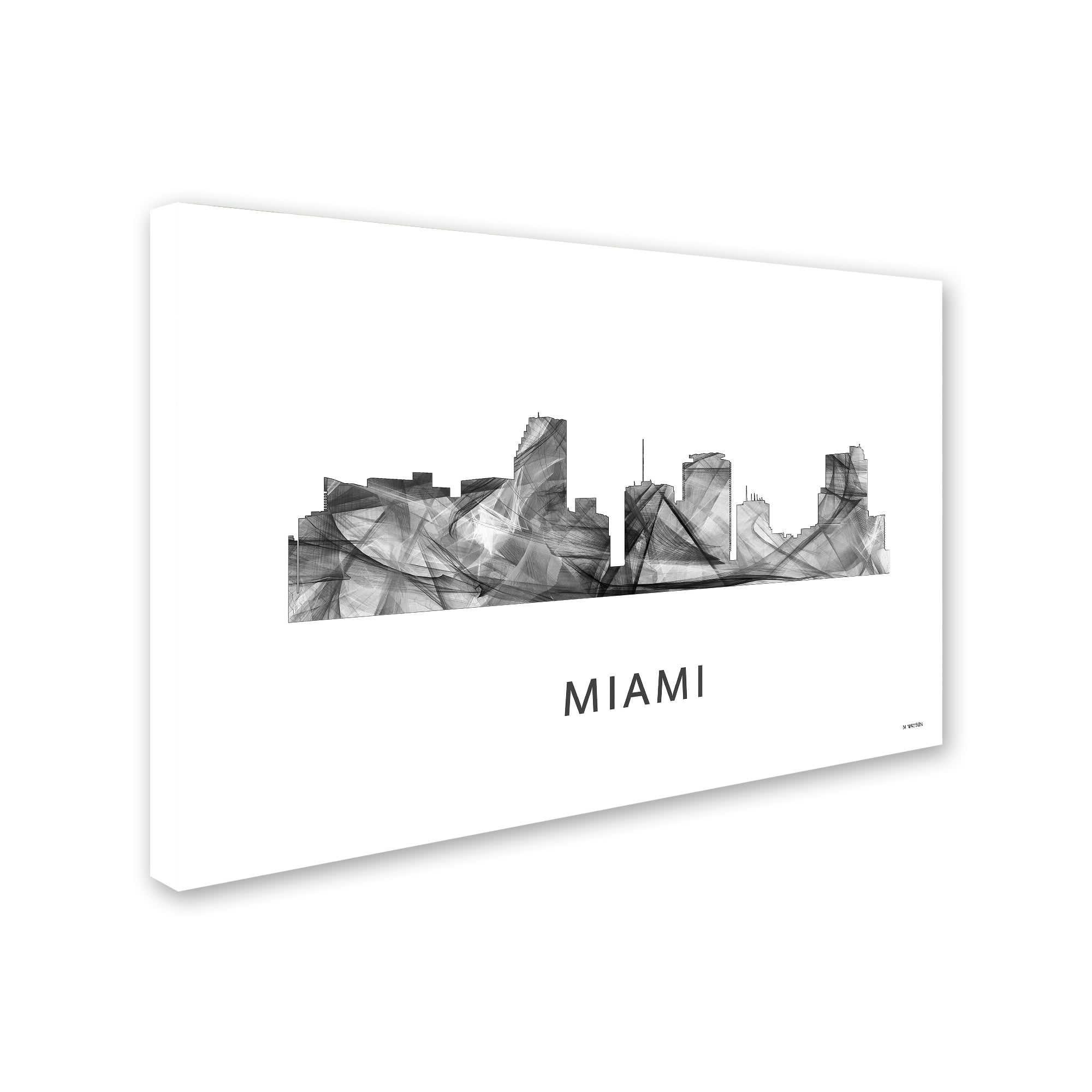 Trademark Fine Art 'Miami Florida Skyline WB-BW' Canvas Art by Marlene Watson