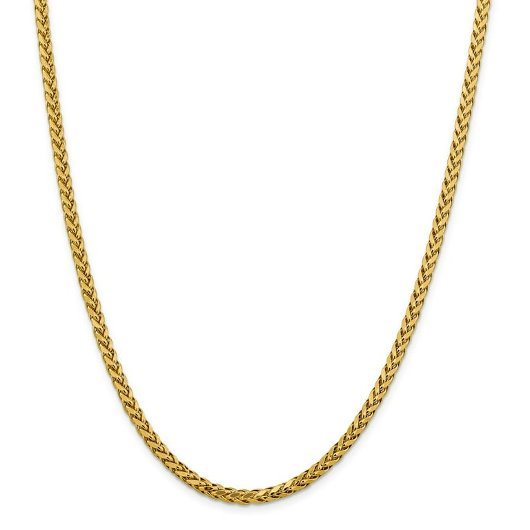 Real 14kt Yellow Gold 3.7mm Semi solid Diamond Cut Wheat Chain 18