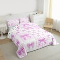 thumbnail image 3 of Feelyou Purple Princess Bow Twin Comforter Sets, Lines Abstract Ribbon Bedding Set, 2pcs, 3 of 8