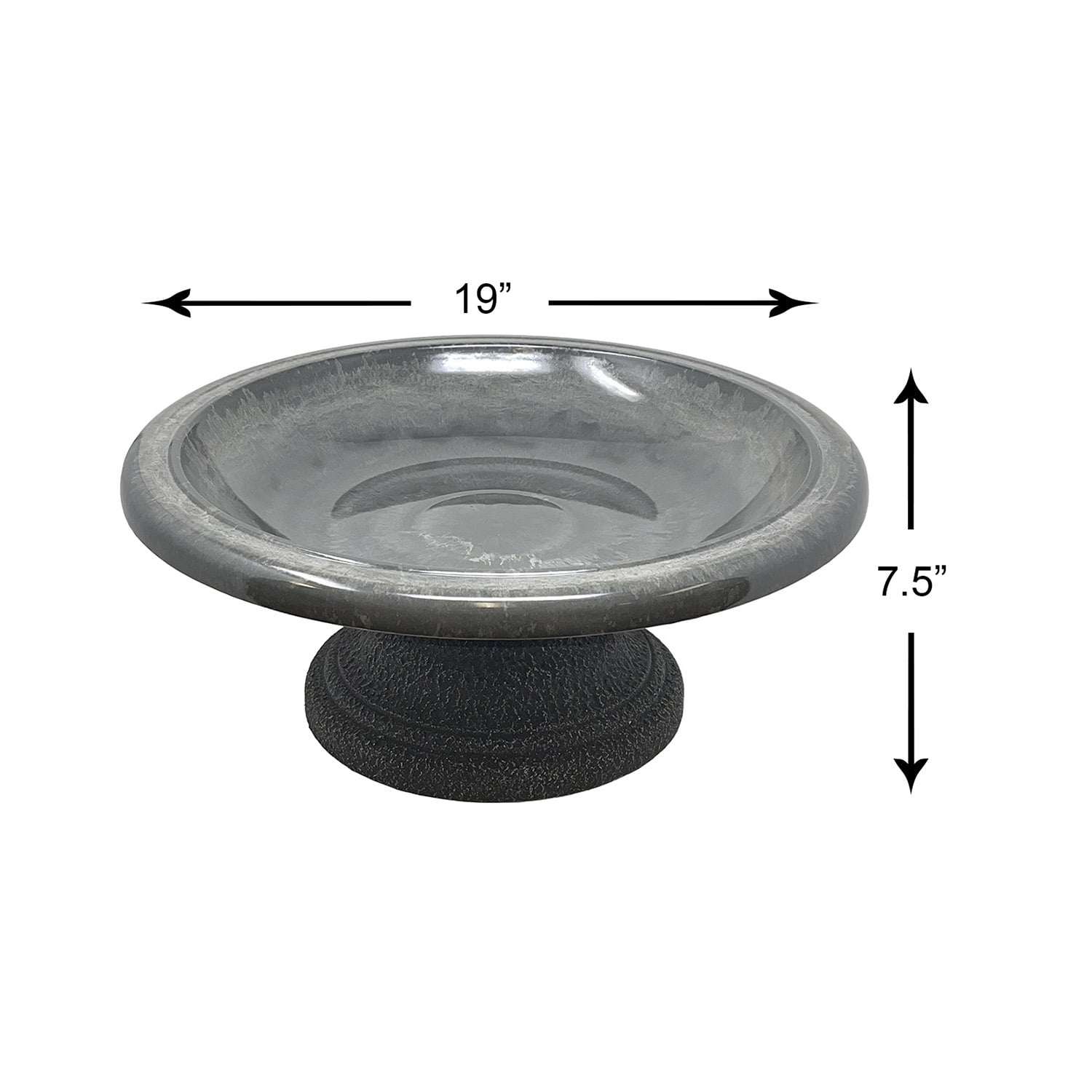Birds and Beyond Gray Lightweight Freestanding Clay Bird Bath Basin with 7.5"H Small Base Sand