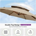 thumbnail image 6 of PURPLE LEAF 11FT Deluxe Round Wood Grain Patio Umbrella with Base, Large Offset Cantilever Umbrella with 360° Rotation, Beige, 6 of 14