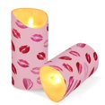 thumbnail image 3 of Iauyy Flameless Candles Battery Operated LED Pillar Candles with Remote and Timer, Lipstick Mark Pattern Set of 2 （S), 3 of 8