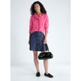 thumbnail image 2 of Free Assembly Women's Ruffle Neck Pointelle Cardigan Sweater, Midweight, Sizes XS-XXL, 2 of 5