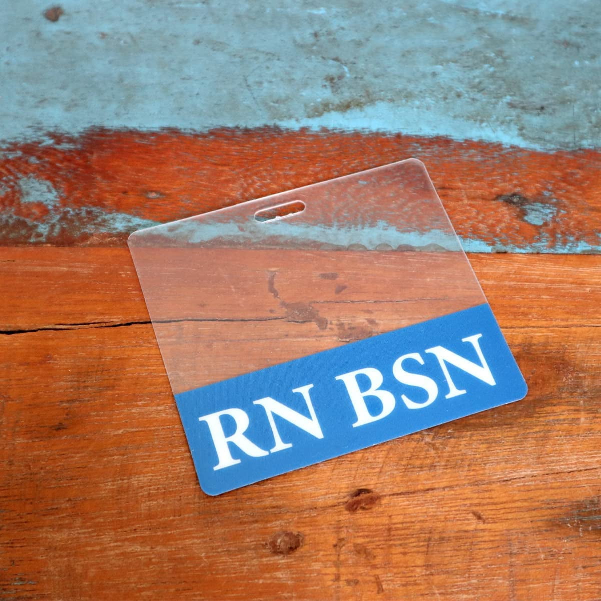 5 Pack - Clear RN BSN Badge Buddy Horizontal - Hospital & Nurse ID Backer Cards - Transparent Title/Role Identifier - Wear Behind Medical Name Badge on I’D Reel or Lanyard by Specialist ID (Blue)