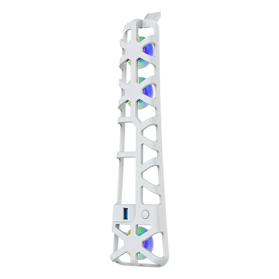 Temperature-Controlled Cooling Fan with RGB Lighting and USB Port Compatible with PlayStation 5 Pro-White