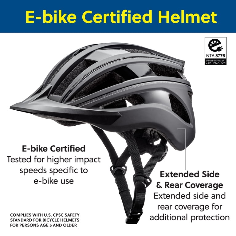 Concord Adult Bike Helmet with 360 LED Lights, Adjustable Fit, Black for Ages 14+