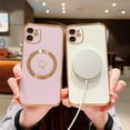 thumbnail image 4 of Compatible with Magsafe Case for iPhone 12,Love Heart Pattern Electroplated Design Soft TPU Shockproof Protective Full Camera Lens Protection Magnetic Case for iPhone 12-White, 4 of 12