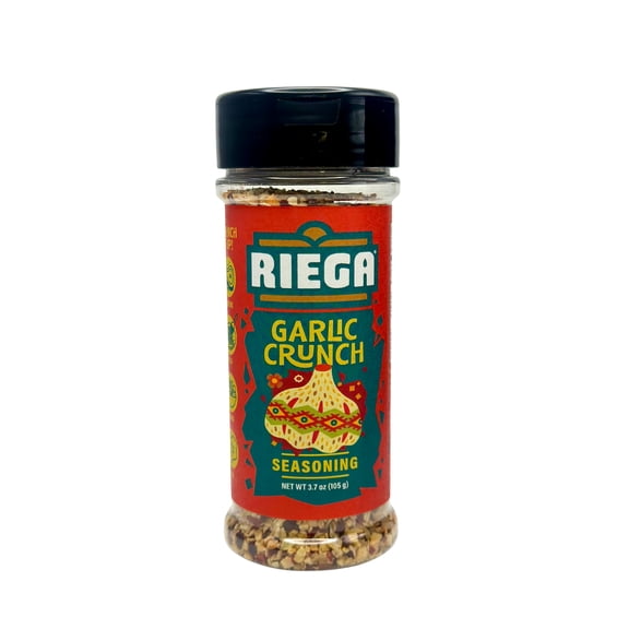 Riega Garlic Crunch Shaker, Large-Cut Garlic Herb Seasoning, 3.7 oz