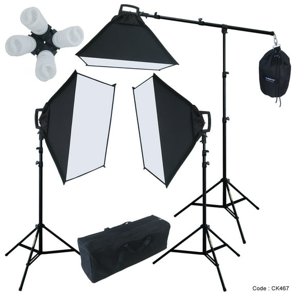 Photography 3 Softbox Boom Stand Continuous Light Kit Photo Studio Flora X Â for Studio, Portrait, Video Shooting