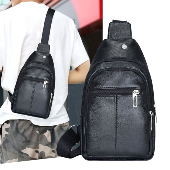 WKSCLPAI Fashion Sling Bag for Men,Vegan Leather Shoulder Bag,Multifunctional Versatile Leisure Messenger Bag for Outdoor,Travel,Sports,Cycling