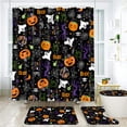 thumbnail image 2 of FRAMICS Halloween Shower Curtain Sets with Rugs, 16 Pc Pumpkin Spooky Ghost Bathroom Sets, Black Waterproof Fabric Shower Curtain with 12 Hooks and Toilet Rugs, 2 of 10