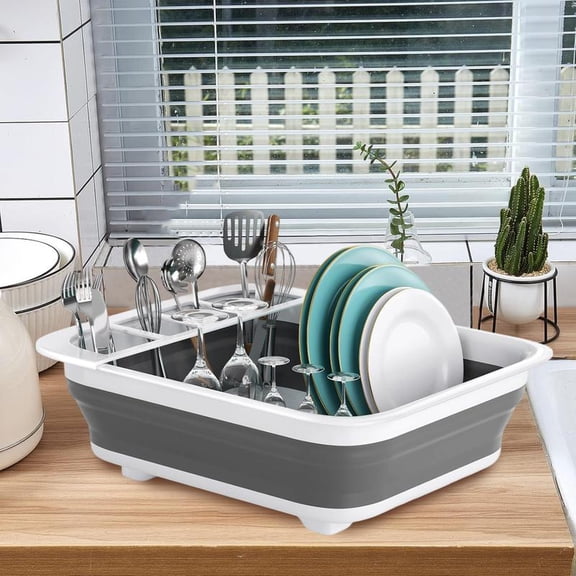 Collapsible Dish Drying Rack for RV Campers Portable Dinnerware Drainer Organizer for Kitchen Travel Trailer