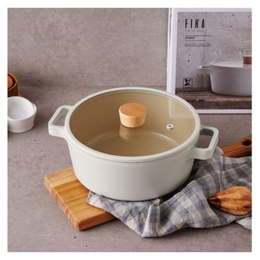 FIKA Kitchen Nonstick 4-Piece Cookware Set with Lids, Ceramic Coated Stockpot & Saucepan, Induction Compatible, Made in Korea