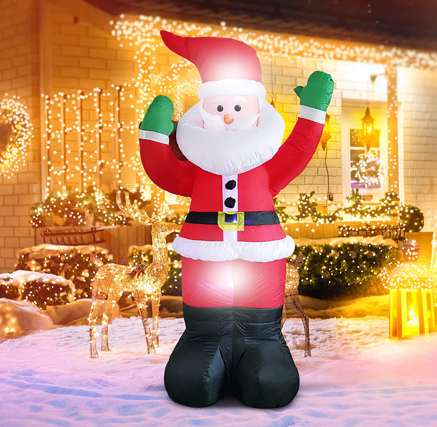 6 Ft Christmas Inflatable Santa Claus Outdoor Decoration, LED Light Up