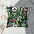 thumbnail image 2 of COMIO  Watercolor Cactus Throw Pillow Cover Green Plants Succulent on Desert Exotic Blossom Cozy Square Cushion Case for Men Women Room Home Decor  White, 2 of 5