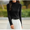 thumbnail image 3 of Women's Soft Turtleneck Knit Sweater Base Layer Top for Fall and Winter Wear, Perfect for Holiday Season and Daily Comfort, Warm and Elegant,Black,M, 3 of 5