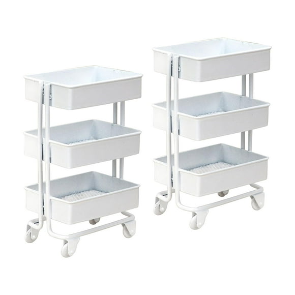 HILABEE 2x 1:12 Scale Iron Storage Display Rack with Wheels,Doll House Life Scene Home Furniture,Living Room Supplies,Mini Shelf Bookshelf Oranments