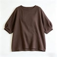 thumbnail image 5 of Zysthvn 3/4 Sleeve Womens Tops Cotton Summer Casual Womens T Shirts Loose Fit Crew Neck Solid Breathable, 5 of 5