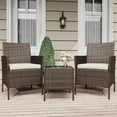 thumbnail image 3 of 3 Pieces Patio Furniture Set, Rattan Outdoor Furniture with 2 Upholstered Chairs and Coffee Table, Conversation Bistro Set for Garden, Backyard, Porch, Brown/Beige, 3 of 8