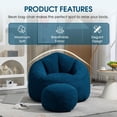 thumbnail image 4 of DreamBuck Bean Bag Chair for Adult, Microfiber Upholstered Bean Bag Sofa with Petal Back, Shell-Shaped Beanbag Chair with Footstool, Memory Foam Stuffed Lazy Sofa for Living Room, Bedroom (Blue), 4 of 7