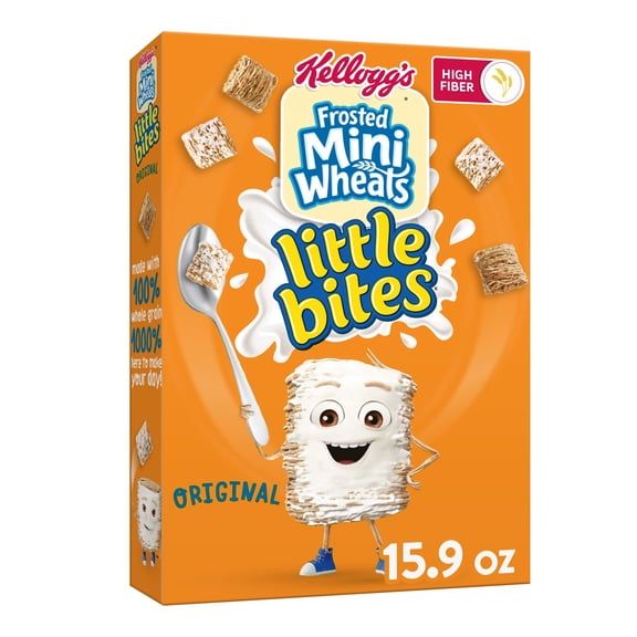 Kellogg's Little Bites Frosted Mini-Wheats Breakfast Cereal, Kids Cereal, Family Breakfast, Original, 15.9oz Box (1 Box)
