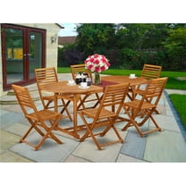 7 Piece Beasley Acacia Wooden Outdoor-furniture Patio Dining Set - Natural Oil
