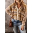 thumbnail image 3 of Women's Khaki Buttoned V-Neck Cropped Cardigan - [ZhiHiMeRi] | (US 20-22)2XL, 3 of 12
