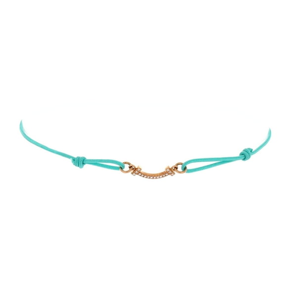 Pre-Owned T Smile Bracelet Cord and 18K Rose Gold with Diamonds By Rebag