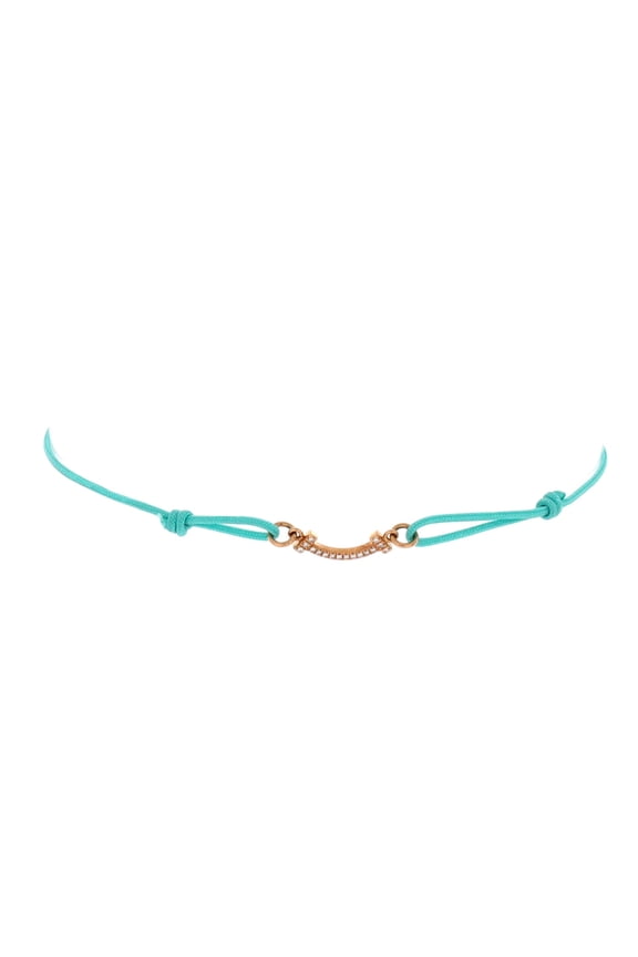 Pre-Owned Tiffany & Co. Tiffany & Co. T Smile Bracelet Cord and 18K Rose Gold with Diamonds By Rebag